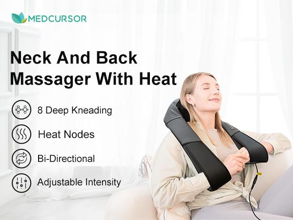 Medcursor Neck & Shoulder Massager with Heat Shiatsu 16 Deep-Kneading Nodes Adjustable Intensity Portable for Muscle Relaxation Ideal Christmas Gift Medcursor Neck & Shoulder Massager with Heat Shiatsu 16 Deep-Kneading Nodes Adjustable Intensity Portable for Muscle Relaxation Ideal Christmas Gift