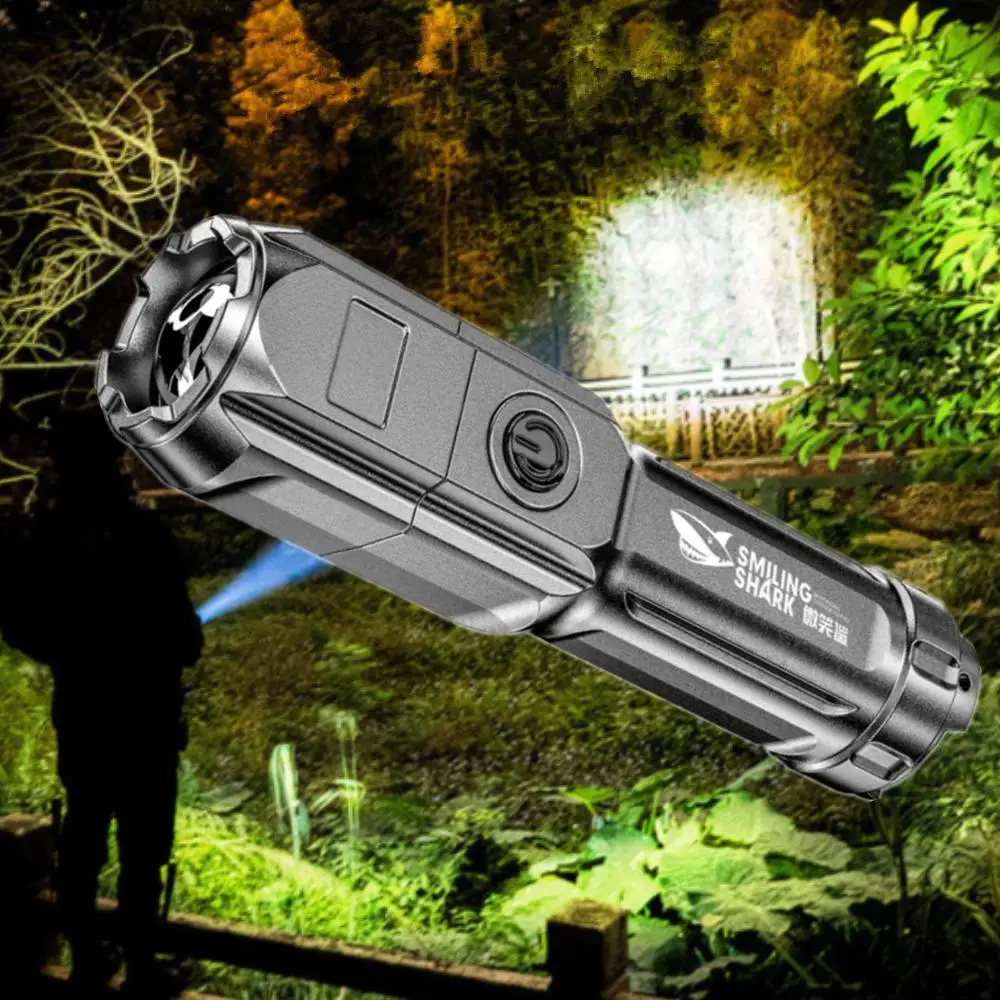Portable Zoom Rechargeable Flashlight, Durable Waterproof Mini Hiking & Camping Flashlight, Outdoor Lighting Supplies, Fishing Accessories
