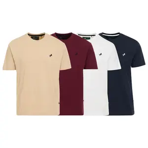 4 Pack Tiger Wolf Men's Classic Short Sleeve T-shirt 100% Cotton Tee Casual Fashion Top