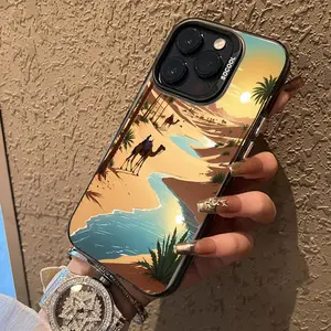 Desert Camel Case for iPhone 16 15 14 Pro Max 13 12 11 XR XS Plus Shockproof Anti-Scratch Durable PC Back Protective Cover Protector Screen Protector Silicone Protection