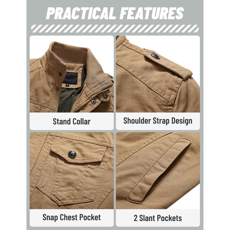 MAGCOMSEN Spring Tops Men's Spring Fall Casual Windbreaker Jacket Cargo Stand Collar Bomber Jackets Coat Fallfreshness