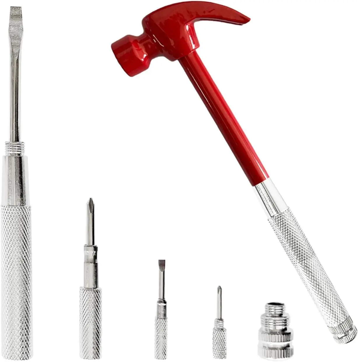 Red 6 in 1 Mini & Screwdriver Set - Camping Hand with Head