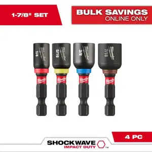 SHOCKWAVE Impact Duty 1-7/8 in. Alloy Steel Magnetic Nut Driver Set 4-Piece Compact Powerful & Durable for Professionals