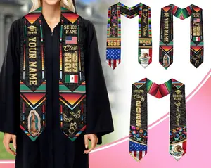 Mexican Graduation Sash, Mexican American Flag Graduation Sash 2025, Mexican Stole, Mexico Graduation Stole 2025, Custom Name & School Stole