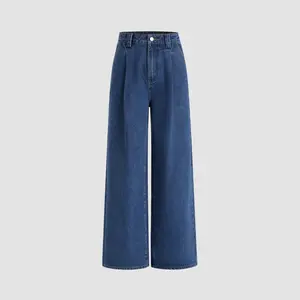 Cider [4 colors, size 0-26] Denim High Waist Pleated Wide Leg Jeans