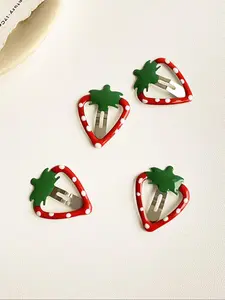 Cute Strawberry Design Hair Clip Set, Fashionable Hair Accessories for Women & Girls, Minimalist Headwear Suitable for Thick Hair, Barrettes, Super Cute Clips