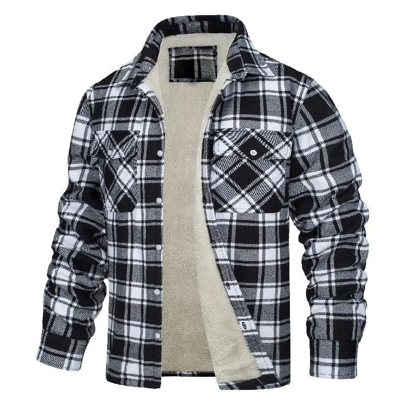 Men's Flannel Shirt Jacket Thick Fleece Lined Jackets Plaid Sherpa Jacket Cotton Winter Jackets With 4 Pockets Men's Flannel Shirt Jacket Thick Fleece Lined Jackets Plaid Sherpa Jacket Cotton Winter Jackets With 4 Pockets