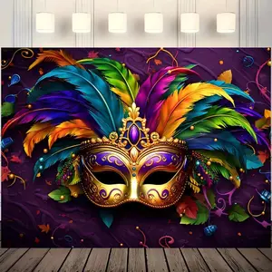 Carnival Mask Background Banner, Wedding Party Backdrop, Mardi Gras Party Decoration, Garden Decoration, Photography Background, Wall Decoration, Indoor and Outdoor Decoration, Ornaments, Halloween
