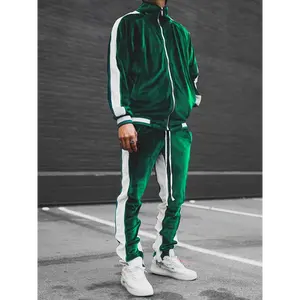 Men's 2-Piece Velour Tracksuit Set - Full Zip Jacket, Athletic Workout Pants - Casual Jogging Sweatsuit