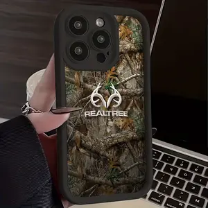 R-Realtree Real Tree Camo Phone Case Compatible with for iphone 17, 16E, 16, 15, 14, 13, 12, 11 Pro Max Air Plus,Samsung Galaxy S26 S25 S24 S23 S22 Shockproof Soft TPU Back Cover - Black Sandstone