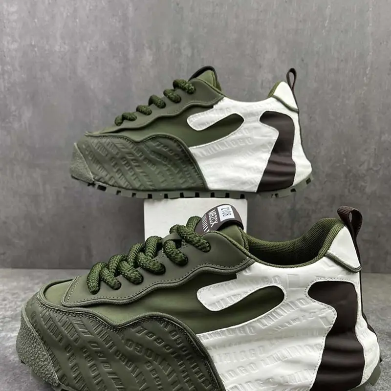 Men's Colorblock Lace Up Low Top Platform Sneakers, Casual Breathable Sports Running Shoes, Versatile Round Toe Chunky Sneakers for Daily Life, Running style shoes