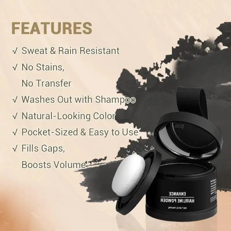 【Buy 1 Get 1】Hairline Powder, Root Touch Up Hair Shadow Powder for Thinning Hair & Receding Hairline, Bald Spot Concealer with Sponge Applicator & Mirror, Long Lasting Hairline Filler for Men Women
