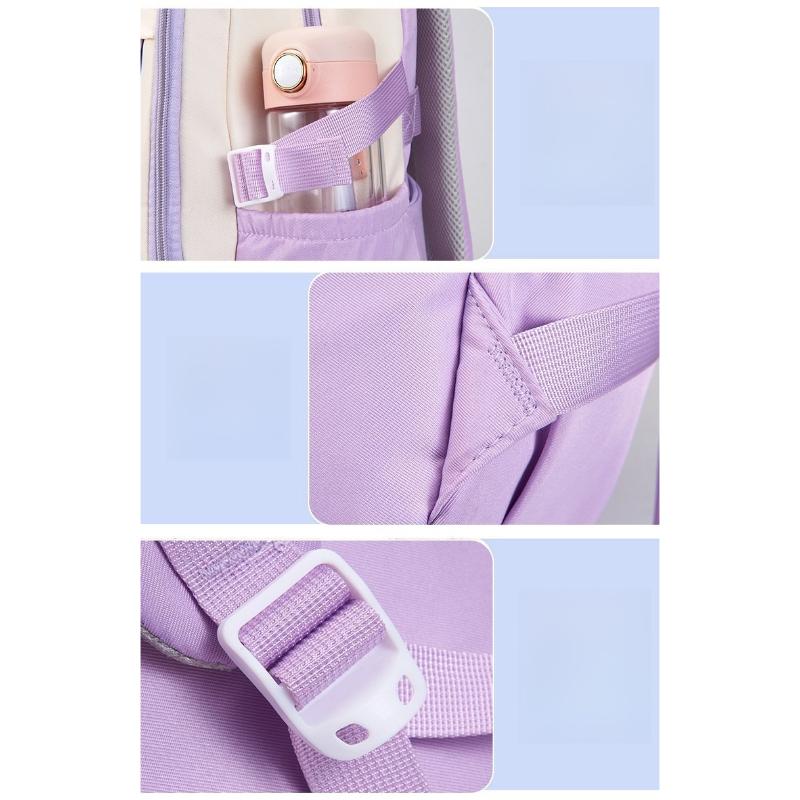 Color Block Cute Bear Backpack, Large Capacity School Bag, Casual Outdoor Backpack Bag