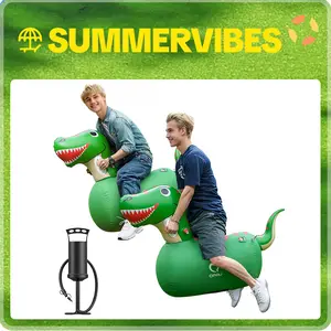 QPAU Inflatable Bouncy Dinosaur Toys 1/2 PCS with Hand Pump, Heavy Duty Giant Bouncy Pal, 220lbs Load Capacity, Ride On Bouncy Animal Hopper Toy, Indoor Outdoor Bouncers for Girls Boys Ages 5+ Adventure Durable Laughter