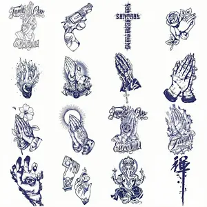 Hand Of Faith Temporary Tattoo Sticker, 16pcs/set Waterproof Arm Back Magic Tattoo, Herbal Semi-permanent Tattoo, Wearable Art, Waterproof Temporary Tattoos