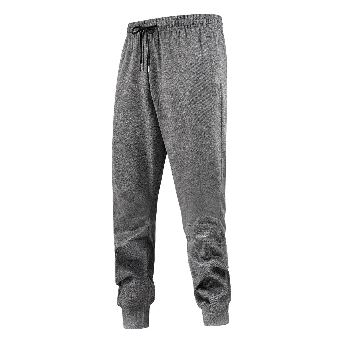Men's Solid Color Casual Athletic Joggers, Regular Fit Polyester Blend Pants with Secure Zip Pockets and Adjustable Drawstring, Elastane, Machine Wash, Workout Jogger, Cold Wash, Indoor & Outdoor Wear