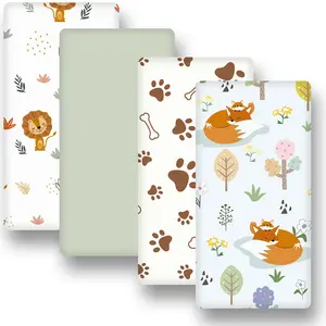 4-Piece Baby Bed Sheets Set, Fitted Crib Sheets, 33x20x4 Inches Universal Fit for Oval & Rectangular Mattresses, Suitable for All Seasons, Unisex Design