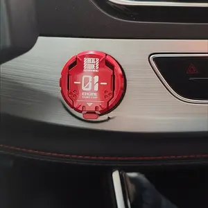 Premium Metal Armor Car Motorcycle One-button Start Button Cover Protective Ignition Switch Starter Decoration Auto Accessories Prevents Scratches Fits 98% of VehicleModels