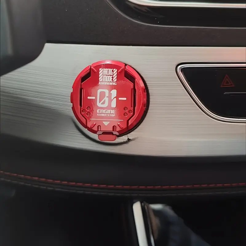 Premium Metal Armor Car Motorcycle One-button Start Button Cover Protective Ignition Switch Starter Decoration Auto Accessories Prevents Scratches Fits 98% of VehicleModels