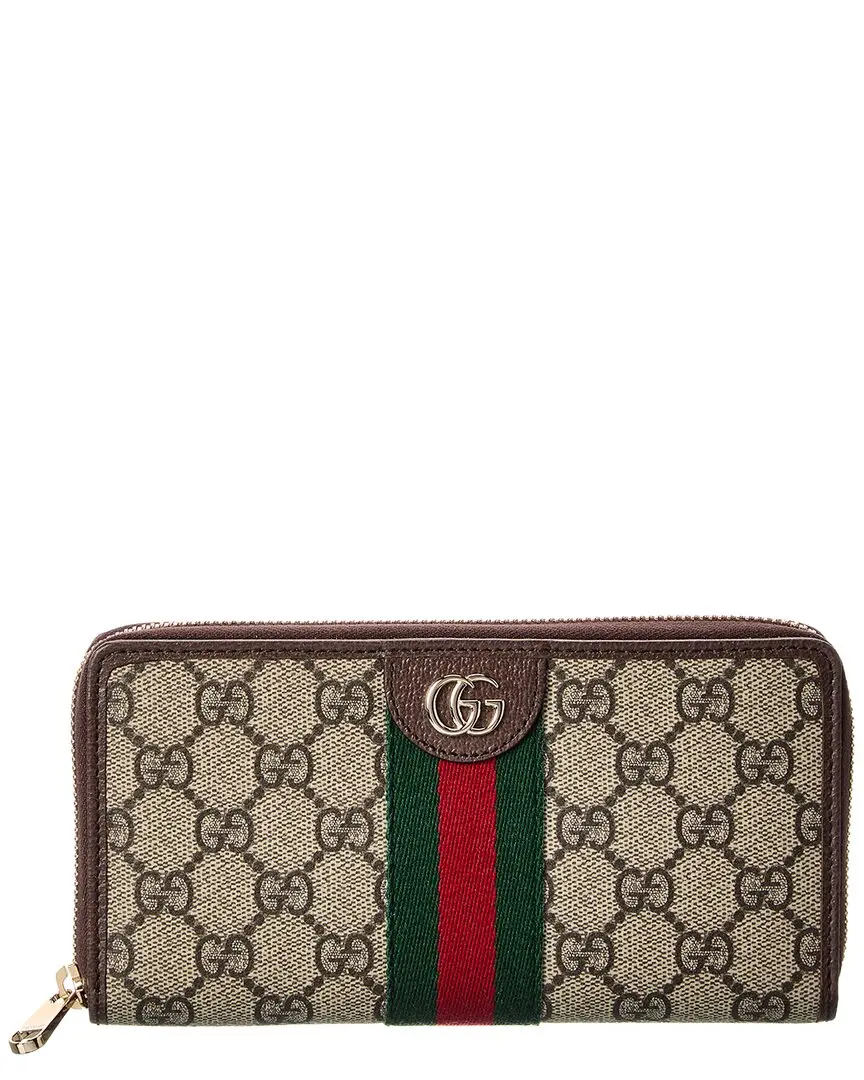 Gucci Ophidia GG Supreme Canvas & Leather Zip Around Wallet