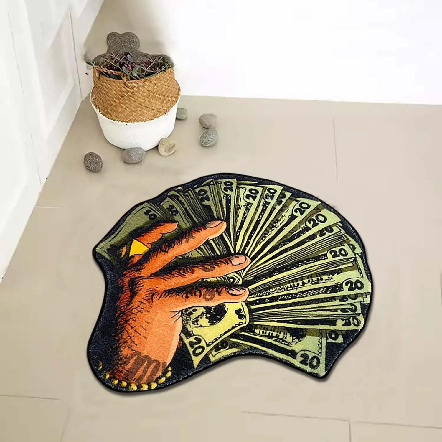 Money Pattern Decorative Carpet, Summer Home Decor Water Absorbent Soft Floor Rug, Area Rugs for Living Room, Anti-slip Indoor Mat for Bedroom Washroo