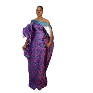 Boubou Dress Luxury African Dress with Elegant Floral Print Asymmetric Design for Special Occasions Handmade Pure Silk Rich Brocade Fine Cotton. Bubu . African dress Elegance Casual Fabric