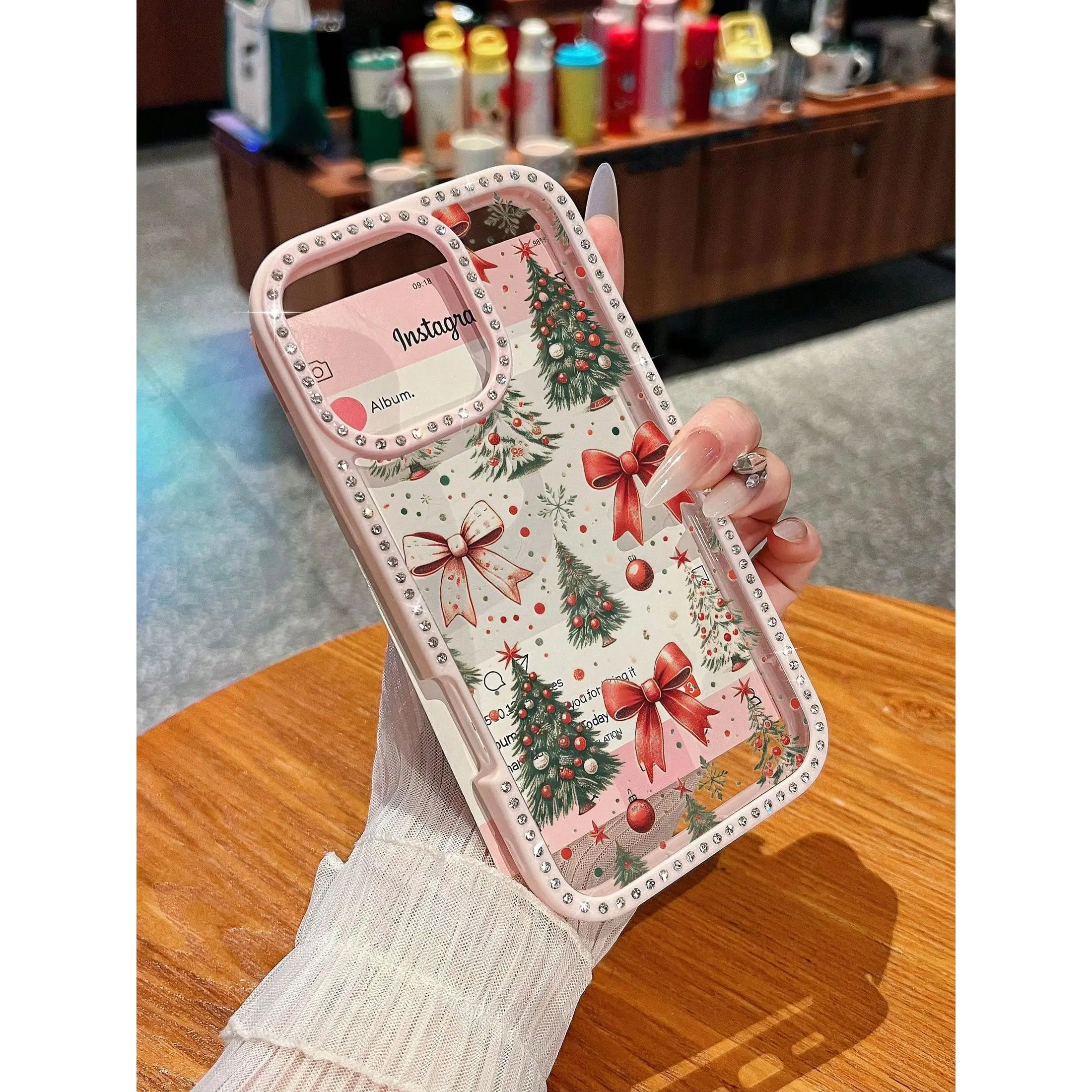 Festive Print Christmas Smartphone Case - TPU Protection Cellphone Casing, Holiday Device Accessory with Tree, Bow, Gift Designs, Compatible with iPhone 17/16/15/14/13/12/11, Ideal Holiday Gift