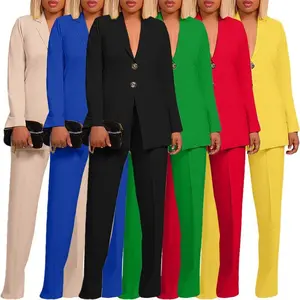 2025women'sfashiontwopiecesuitsfrontopeningsuitandslimpantssuit