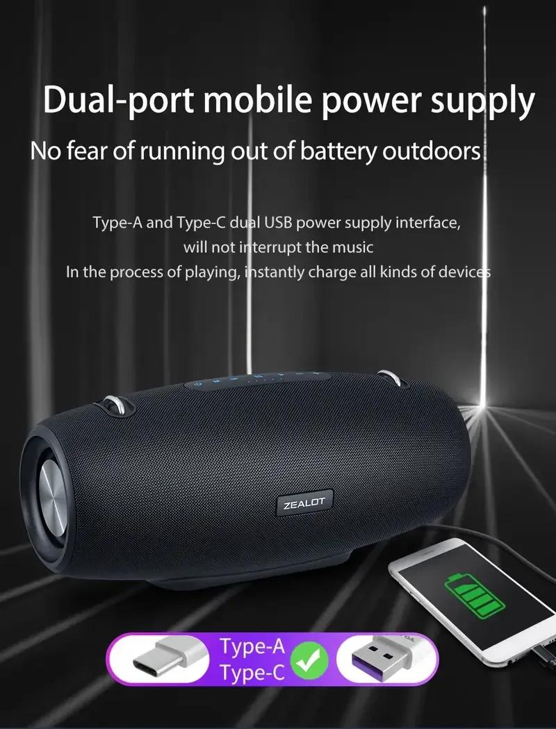 ZEALOTs S67 Portable Wireless Speaker, Large Power 60W High Volume Speaker, Waterproof Bluetooth-compatible Speaker for Outdoor, Indoor, Camping, Party, Portable Speakers