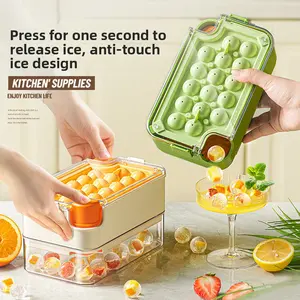 Large-Capacity Food-Grade Ice Cube Mold Set with Press-Out Tray, Maker and Lidded Storage Box for Kitchen, Home Refrigerator Use