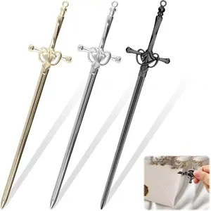 3-Pack Stainless Steel Letter Openers, Multi-Color Mail Opener & Envelope Slitter Set with Ergonomic Handle for Home and Office Use (Gold, Silver, Black)
