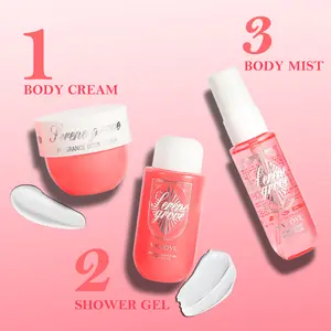 Unique Floral - Fruity Scent Journey Body Care Set: Plum, Orchid & Vanilla Notes natural spray Unisex Eau de Parfum 3-Piece Travel Set Beauty Collection  Gourmand Scent Body Mist, Cream, Shower Gel + Bag | Gift for Her/Him gift use