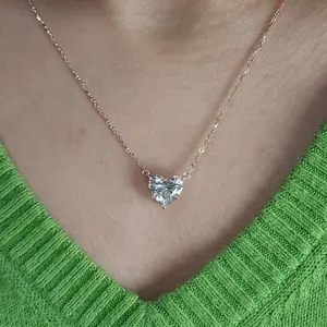 14Kt Gold 1 Ct IGI Certified 5 Prong Heart Lab Grown Diamond Pendant Necklace