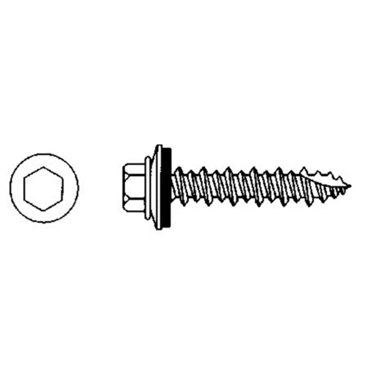 212 MAIN #9 D-Grip Type MTW Galvanized Self-Drilling Screws with Washers, 1 in. Hex Cap Screws, Bag of 250
