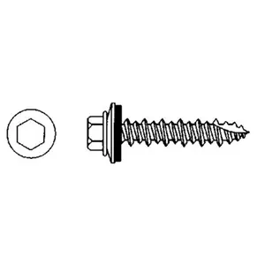 212 MAIN #9 D-Grip Type MTW Galvanized Self-Drilling Screws with Washers, 1 in. Hex Cap Screws, Bag of 250