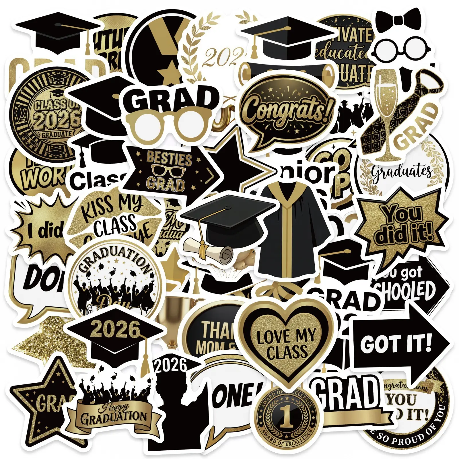 50Pcs Graduation Party Stickers Sticker Collage Pack | Positive Faith Decals for Journals, Laptops, Water Bottles & Graduation Gifts #graduationstickers #partystickers #positivevibes #faithstickers #giftideas #journalstickers #waterbottlestickers