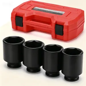 1/2-Inch Drive Deep Impact Socket Set, 6-Point Cr-Mo Steel, 4-Piece Spindle Axle Nut Sockets, Includes 1-13/16" 1-7/8" 1-15/16" 2" Sizes, Impact Grade for Heavy-Duty Automotive and Truck Repair