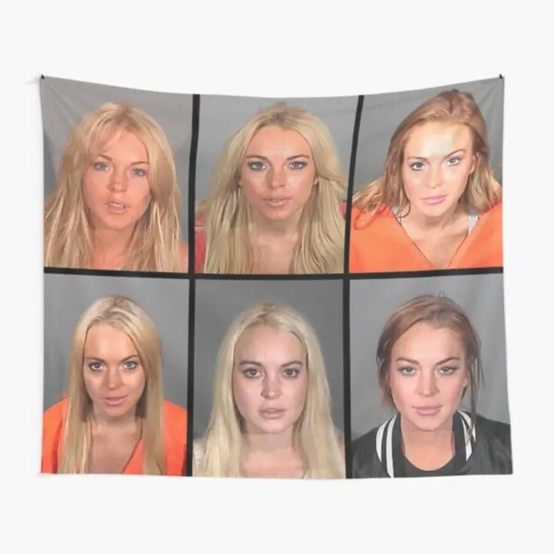 LINDSAY LOHAN MUGSHOTS Tapestry for myself Tapestry for Bedroom, College Dorm and Home Decor 60"x40", Funny Meme Wall Tapestries for Boy Girl Birthday Gifts