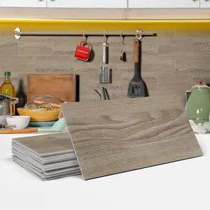 16pcs/32pcs Thickened Simulated Wood Grain Wallpaper, Waterproof and Easy to Apply, Suitable for Kitchen, Living Room, Bathroom Wall Decoration Wall Stickers, 4 inches x 8 inches