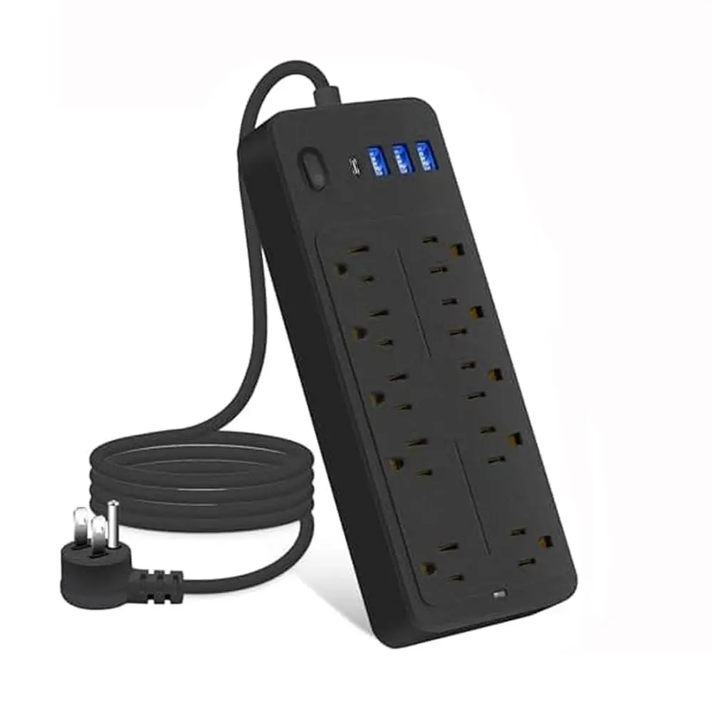 Surge Protector Power Strip with 8 AC Outlets & 3 USB Ports, Charging Station, 2000W Compact Flat Plug Power Strip for Home Office Dormitory, Home Travel RV