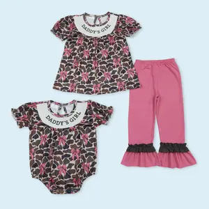 Daddys girl pink bow kids girls summer outfit