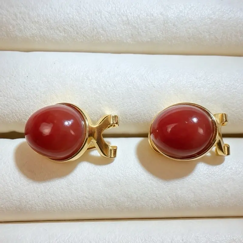 <PingEast Jewelry>5ct Natural Ruby Stud Earrings | Untreated | 925 Silver | 8×12mm