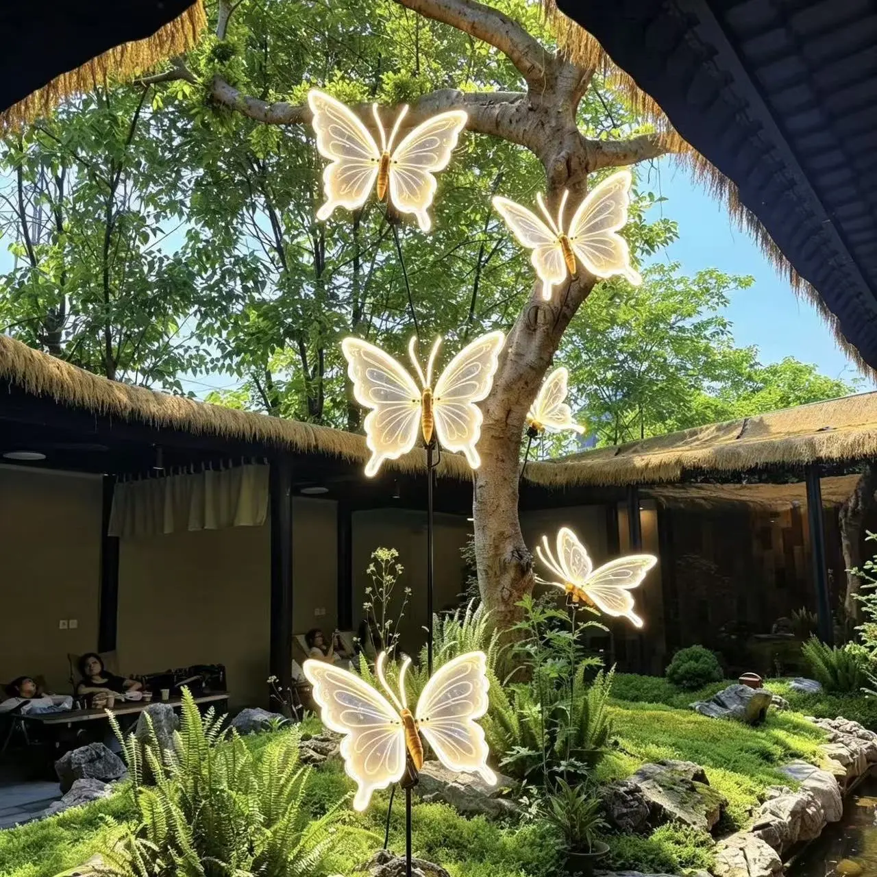 24in Large Solar Dynamic Butterfly Light - Solar Outdoor Light for Wedding Arrangements, Proposal Decorations, Easter Holiday Backdrops, Solar Outdoor Lights campingessentials