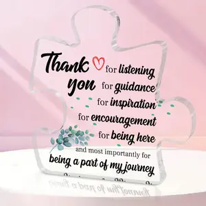 Thank You Gift, Puzzle Acrylic Plaque Sign for Teacher, Professor, Coach, Tutor, Mentor, Appreciation Day Gift for Women Men, Graduation Birthday Day Gift, Decoration Items, Home Office Decor, Pastel