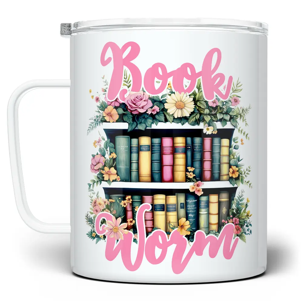 LOFTIPOP Bookworm Mug, Cute Floral Book Lover Lover Cup, Bookish Gifts, Designed and Printed in the USA by Loftipop