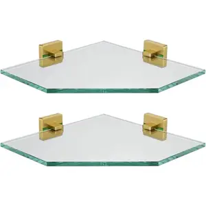 Corner Glass Shelf, Bathroom Shower Triangle Floating Wall Shelf