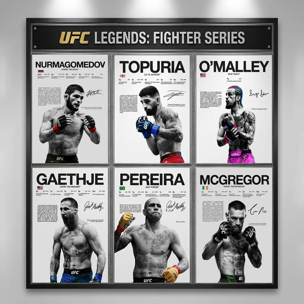 UFC star canvas poster, Nurmagomedov,Topuria,O'malley,Gaethje,Pereira,Conor,Tyson,Ali,Poirier,Makhachew,Chimaev, signed style prints, MMA legendary fighter collection, decoration for men's gym, bedroom, dormitory, must-have collectible for MMA fans