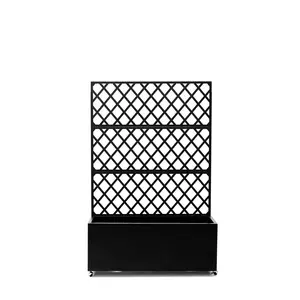 Galvanized Steel Raised Garden Bed with Trellis & Privacy Screen -Large Mobile Planter Box with Lockable Wheels and Drainage Holes -Durable Outdoor Flower Box for for Patio, Balcony, Yard