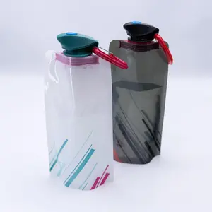 2Pcs 650ml Collapsible Water Bottle, Portable PE Water Bag Bottle for Outdoor Use