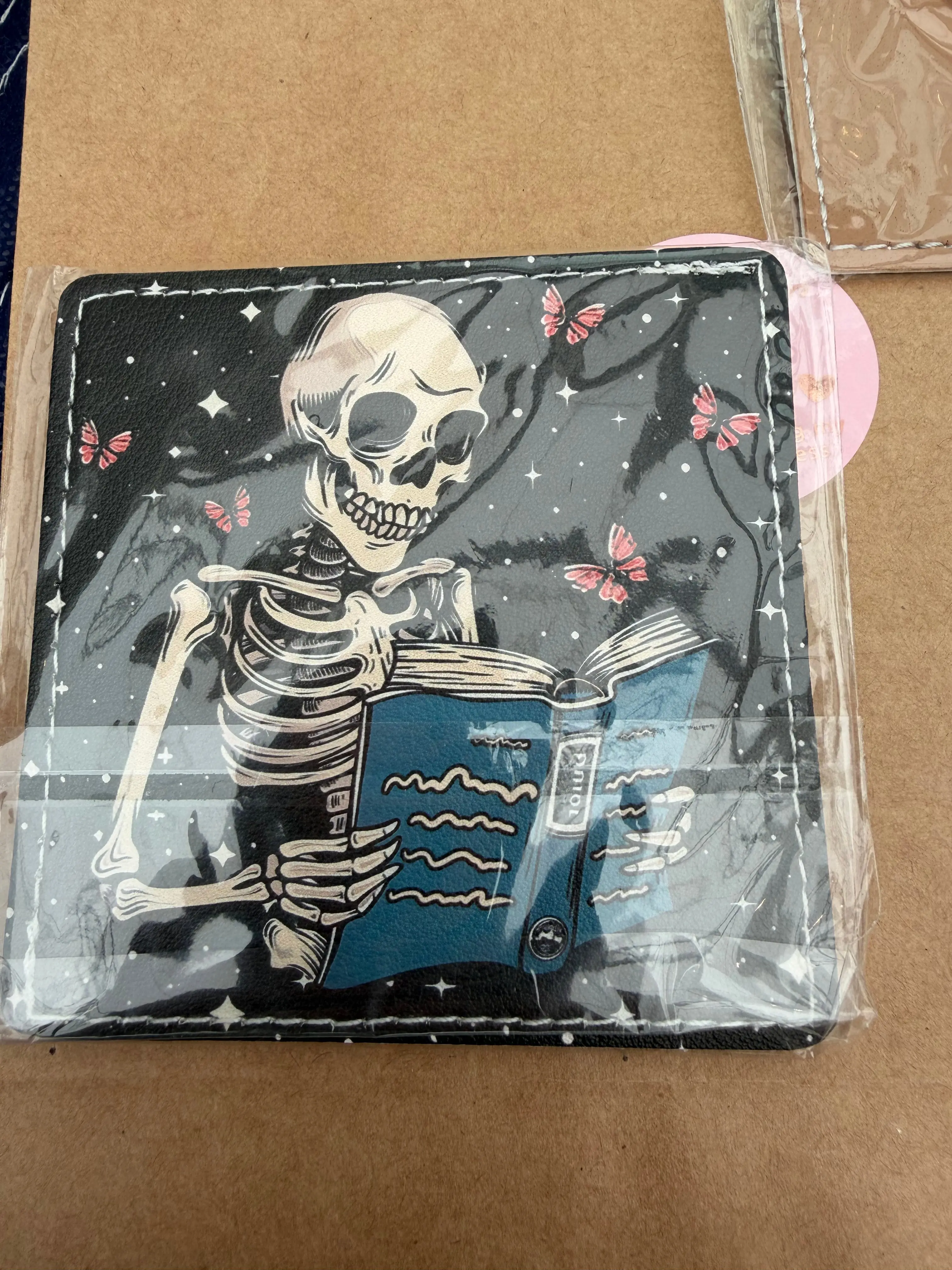 Gothic Skeleton Leather Corner Bookmark